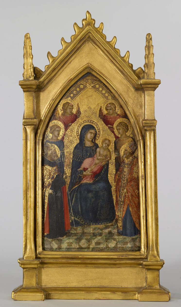 Jungfrau und Kind mit den Heiligen Augustinus, Nikolaus, Katharina, Lucia und Engeln von Pietro Lorenzetti