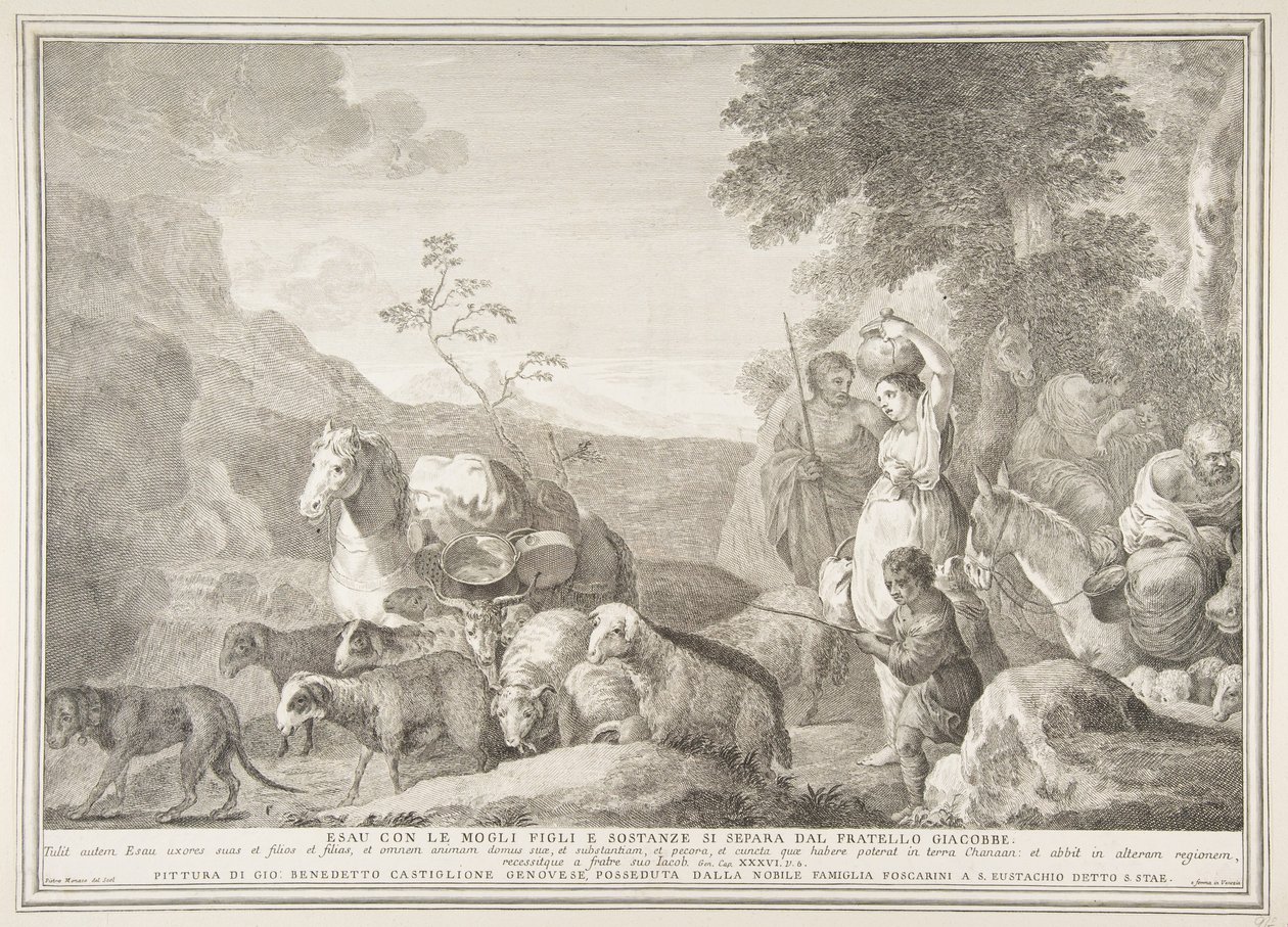 Esau und seine Familie trennen sich von Jakob, 1743-63 von Pietro Monaco