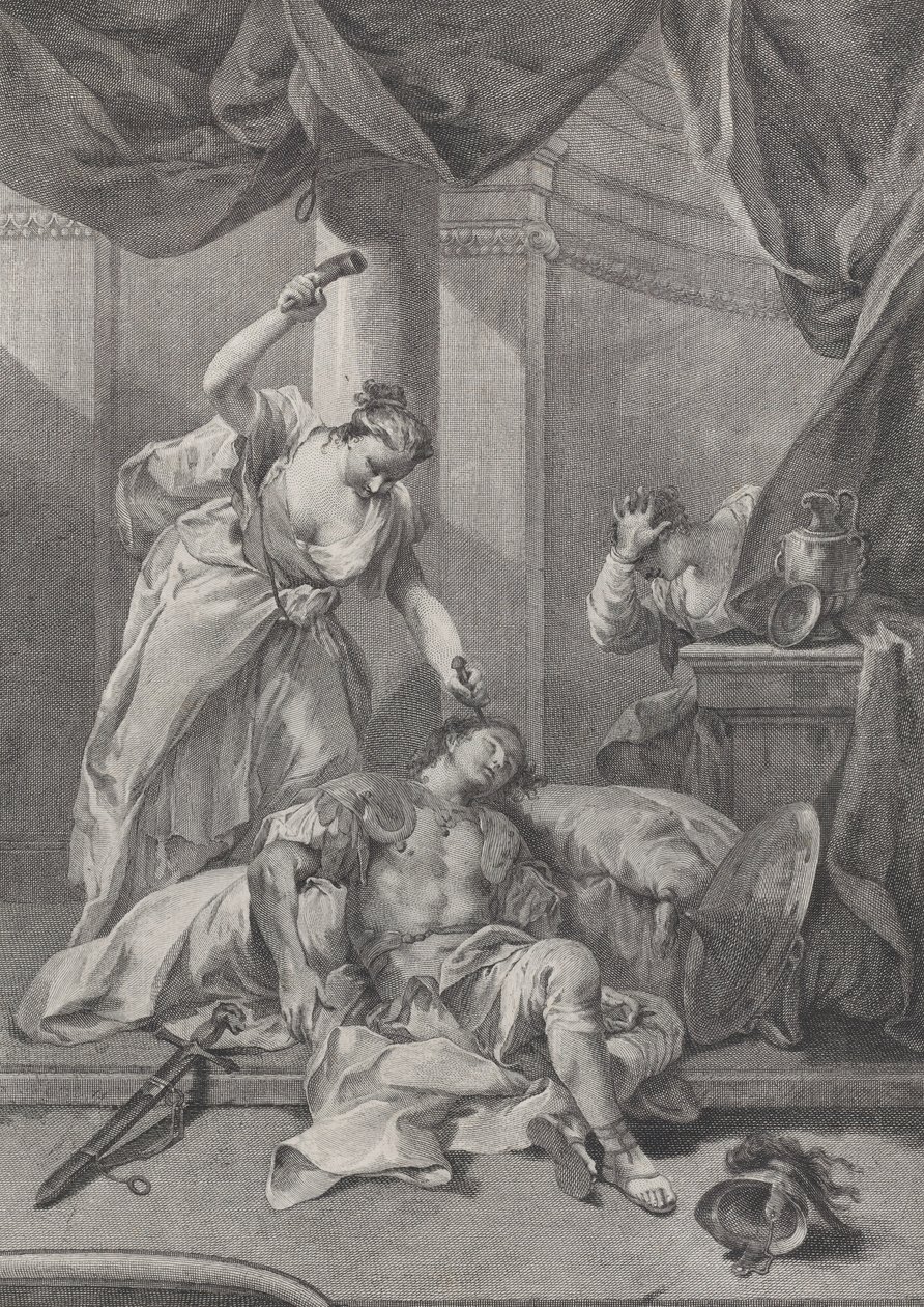 Jael schlägt einen Zeltpflock in die Schläfe des schlafenden Sisera von Pietro Monaco
