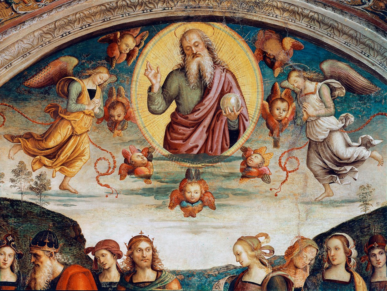 Der Herr umgeben von Prophezeiungen und Sibyllen (Detail) von Pietro Perugino