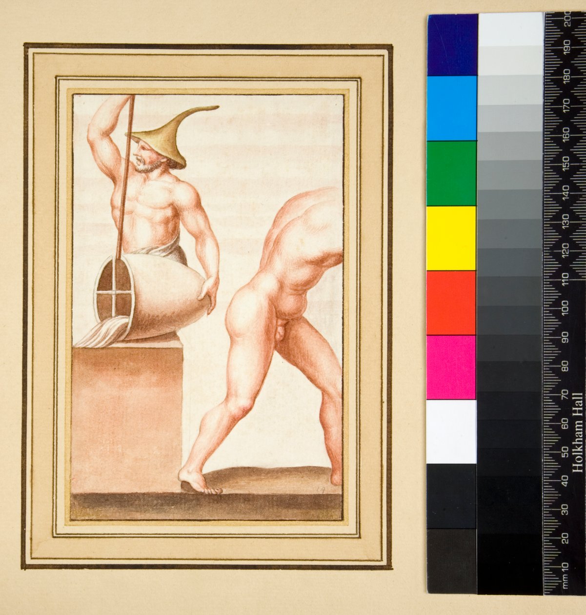 Kopie eines Mosaiks eines Mannes mit spitzer Kappe, der aus einer Vase gießt von Pietro Santi Bartoli