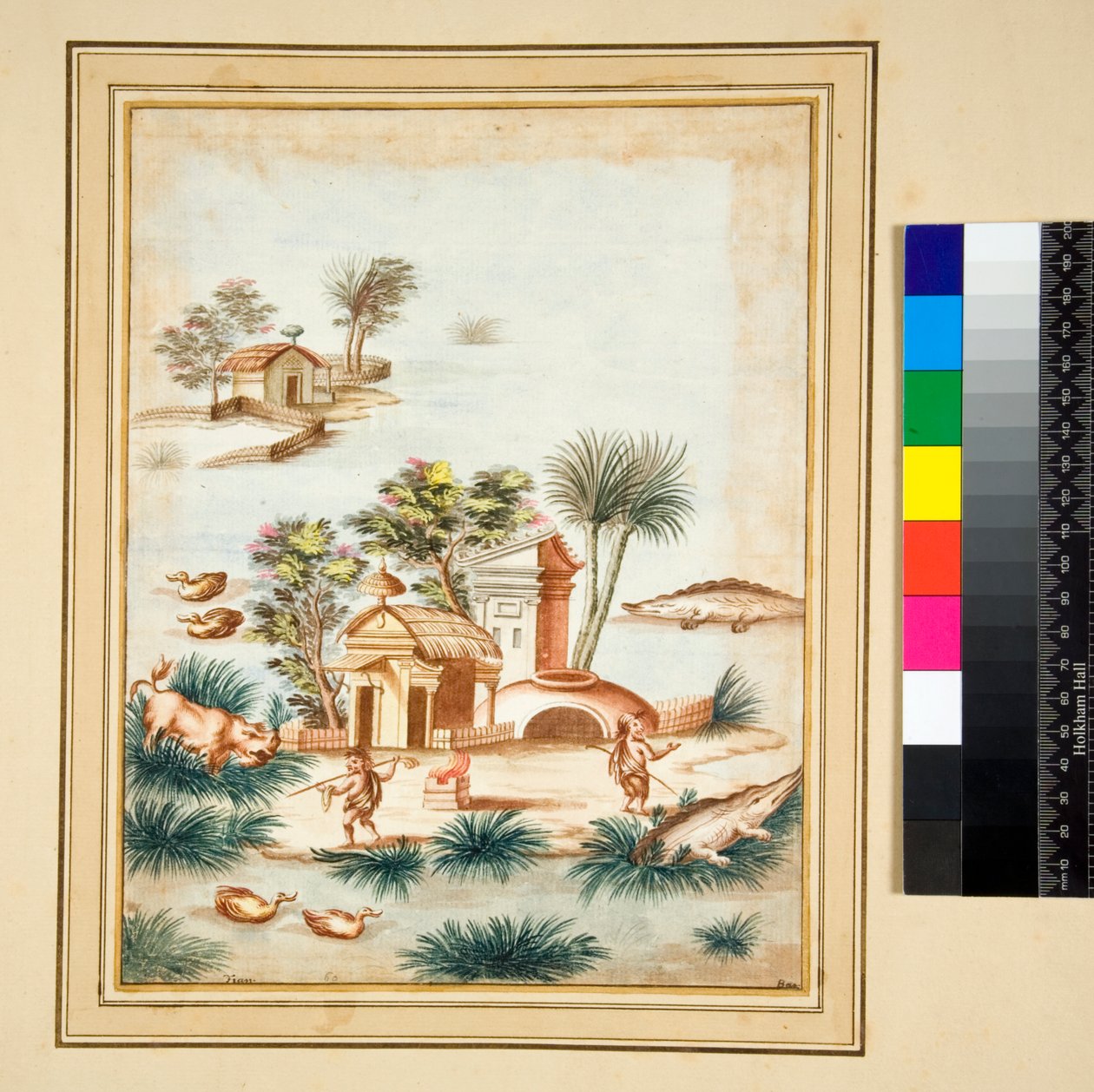 Flusslandschaft mit zwei Pygmäen auf einer Insel von Pietro Santi Bartoli