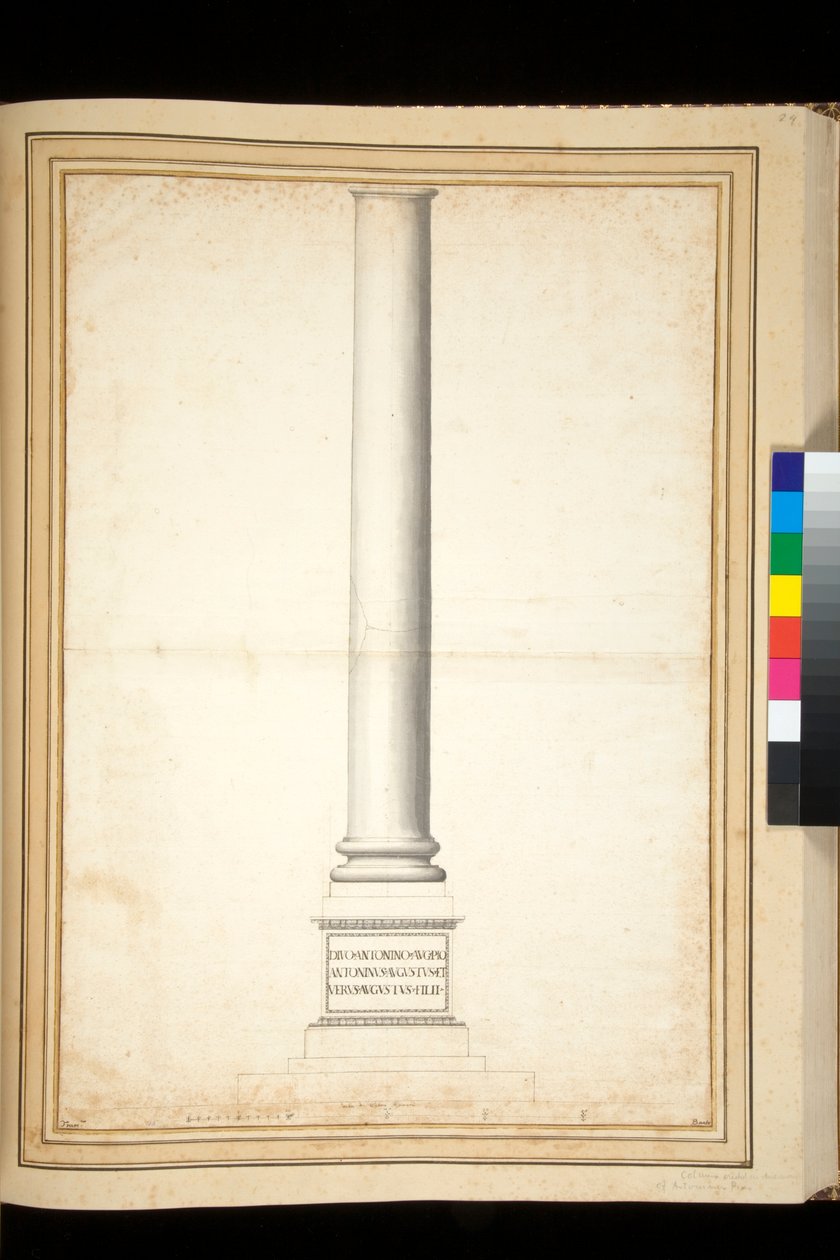 Die Säule des Antoninus Pius, gezeigt als restauriert von Pietro Santi Bartoli
