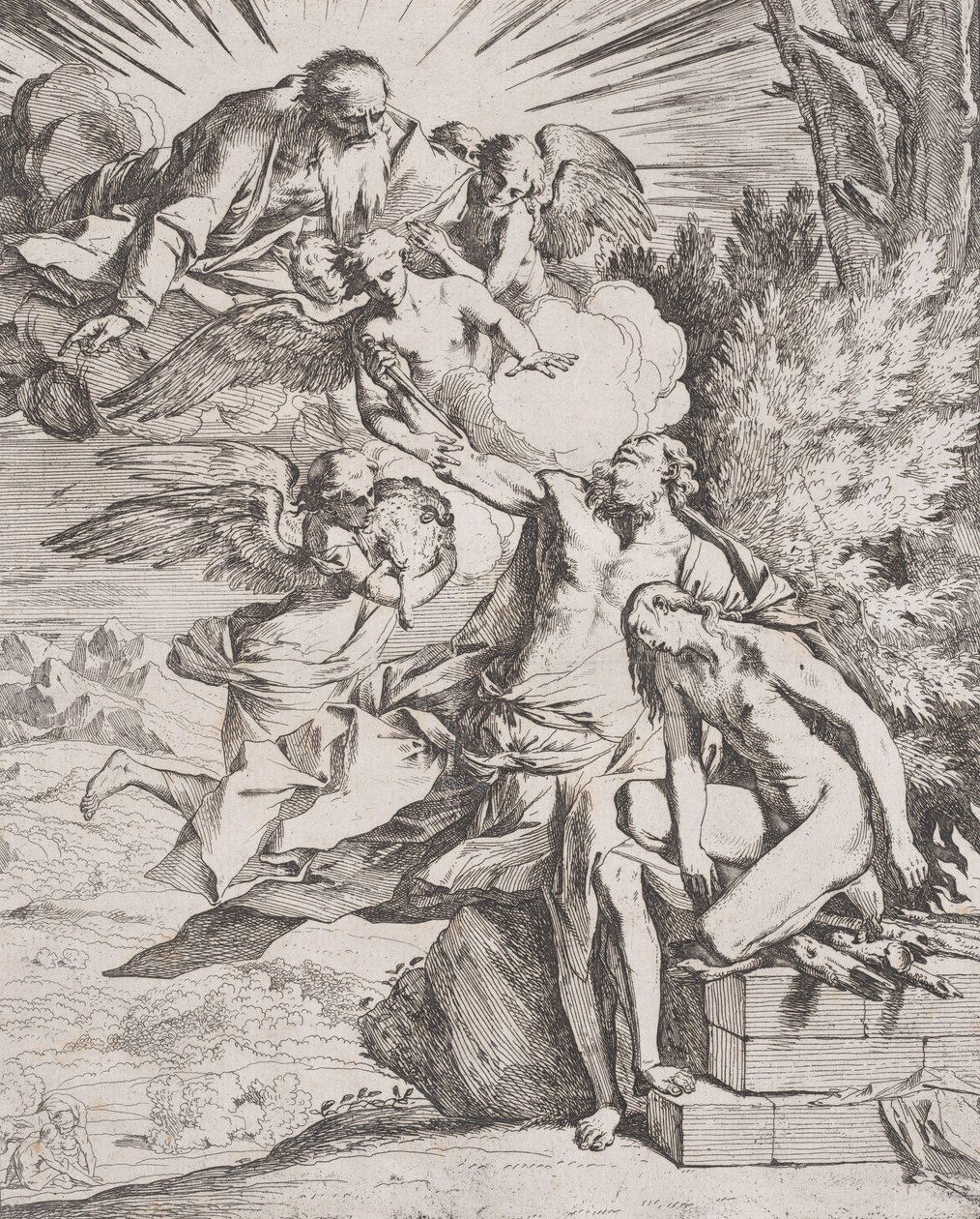 Das Opfer Isaaks durch seinen Vater Abraham von Pietro Testa
