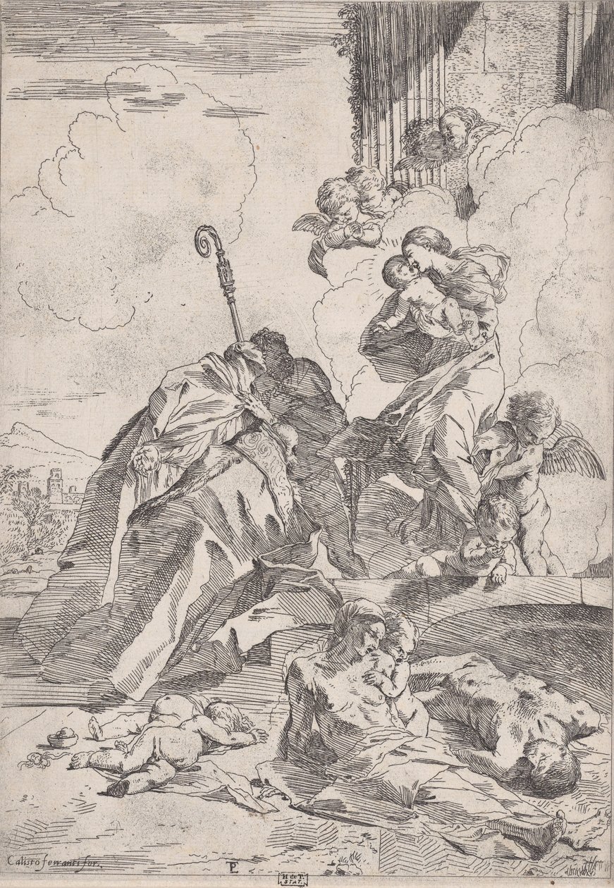 Drei Lucchezer Heilige, die bei der Jungfrau für die Opfer der Pest Fürsprache einlegen, ca. 1630-31 von Pietro Testa