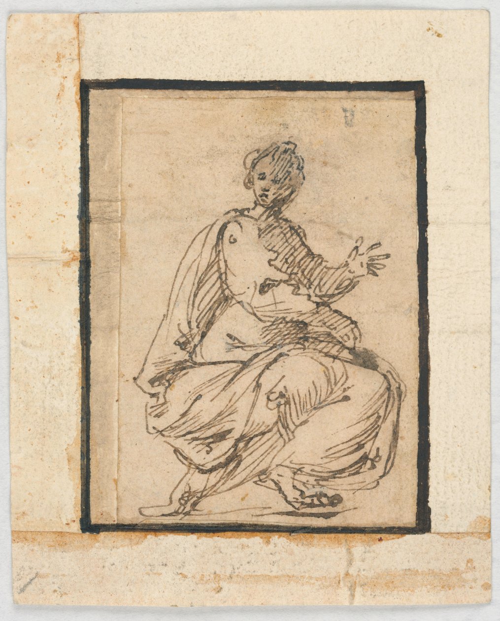 Skizzenbuchseite: Allegorische Figur von Pietro da Cortona