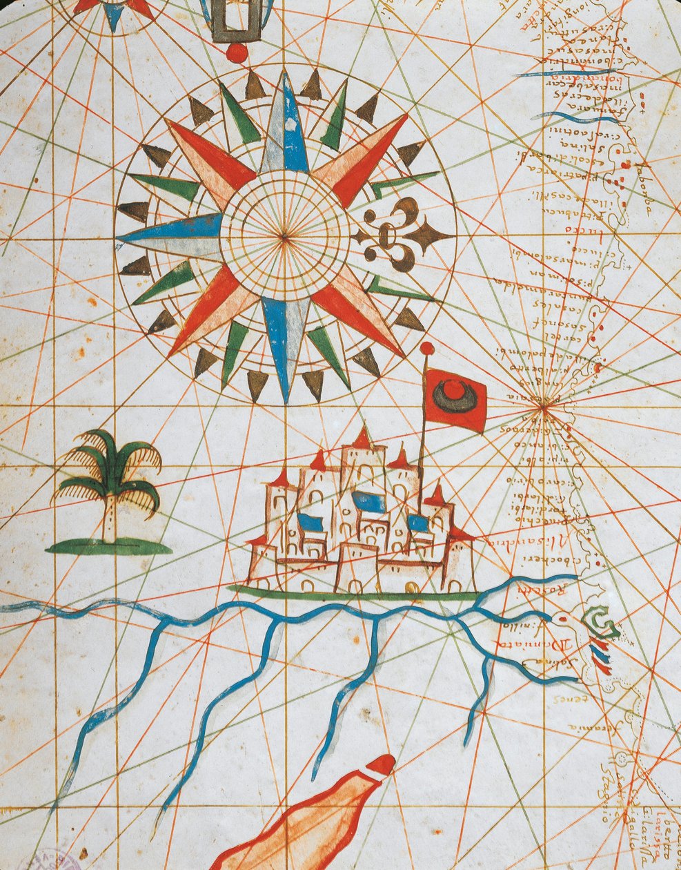 Alexandria, Ägypten, aus dem Portolan-Atlas bestehend aus sechs Karten, von Placido Caloiro und Francesco Oliva, Pergament. 1646. von Placido Caloiro e Oliva