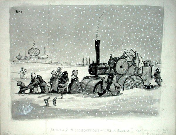 Beliebte Missverständnisse: Leben in Russland, Illustration aus Punch, veröffentlicht am 27. Dezember 1939 von Pont