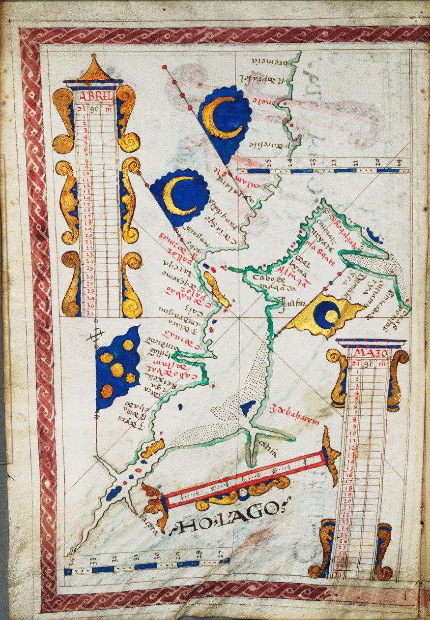 Maßstab: [ca. 1:14 500 000]. Zusätzliche Orte: Persischer Golf, Golf von Oman., ca. 1550-60 von Portuguese School
