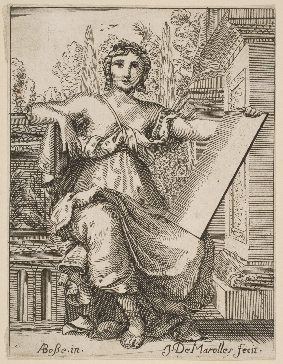 Sitzende Frau mit einem Tablet von Possibly by Jean Antoine de Maroulles