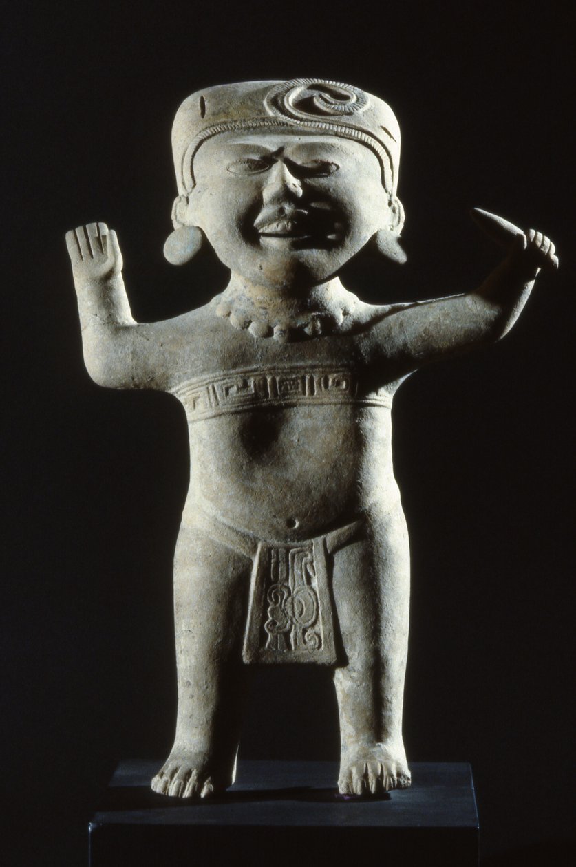 Totonak-Statuette mit lächelndem Gesicht, aus dem Bundesstaat Veracruz, Spätklassische Periode von Pre Columbian