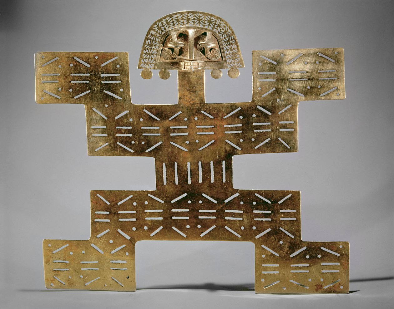 Gegossenes Tumbaga-Bruststück, aus Huaca del Dragon, Caldas, Kolumbien, Tolima-Stil von Pre Columbian