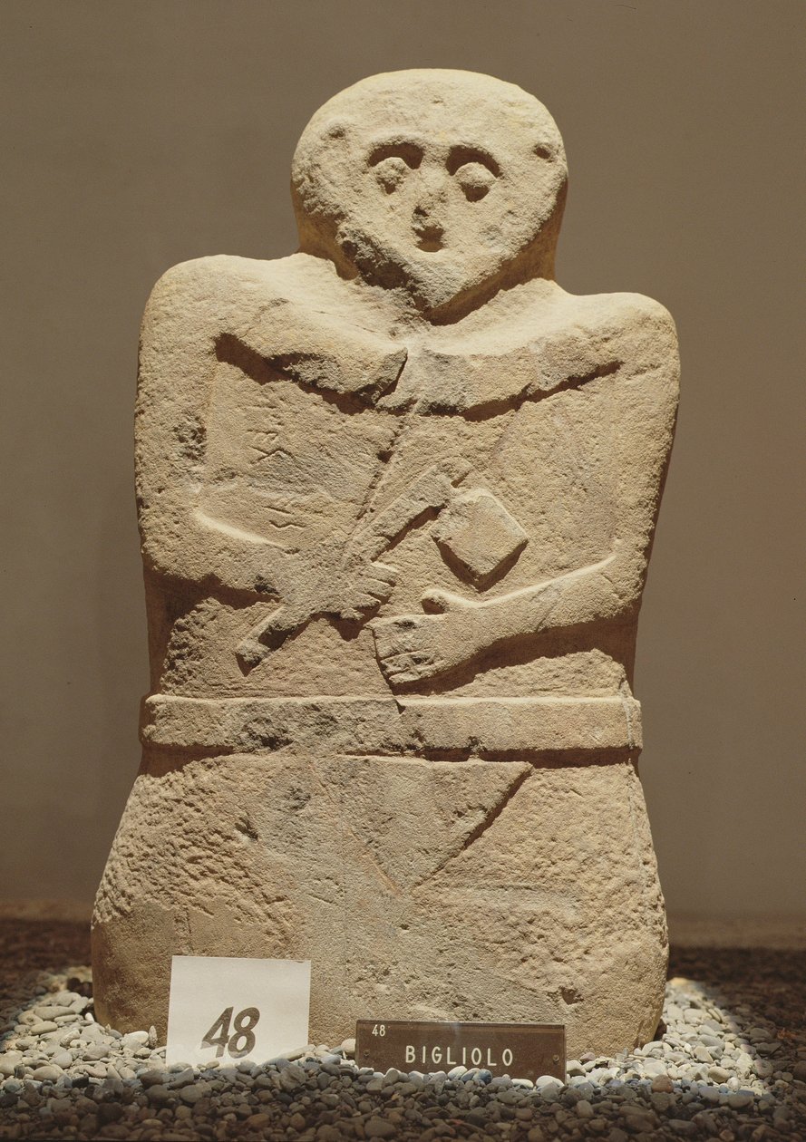Eine der Lunigiana-Stele, gefunden in Bigliolo, ca. 3000 v. Chr. von Prehistoric