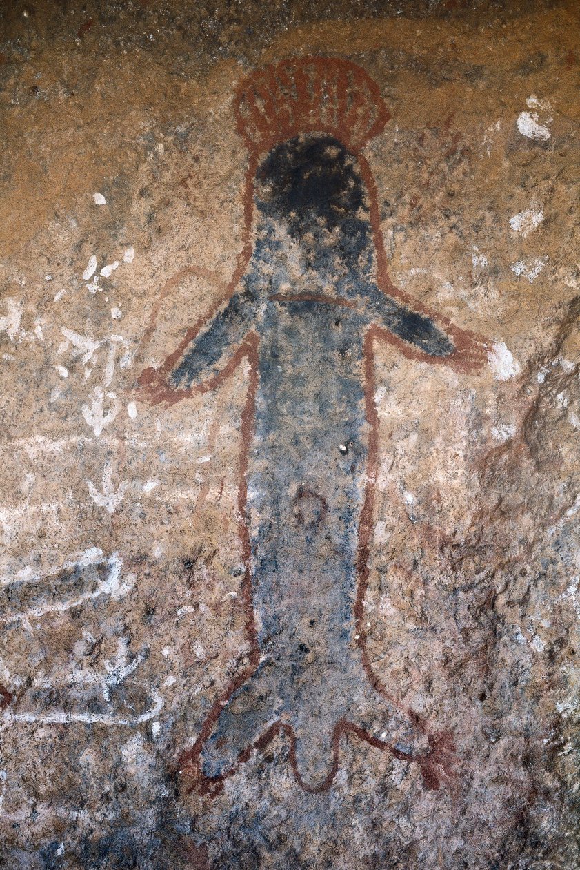 Aborigines-Felsmalerei, Figur einer Frau (Tiliqua?), in Uluru (oder Ayers Rock), im Northern Territory, in Zentral-Australien von Prehistoric Prehistoric