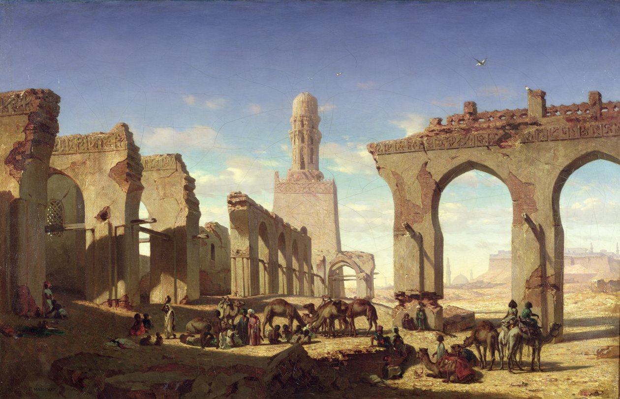 Ruinen der Moschee des Kalifen El Haken, Kairo, ca. 1840 von Prosper Georges Antoine Marilhat