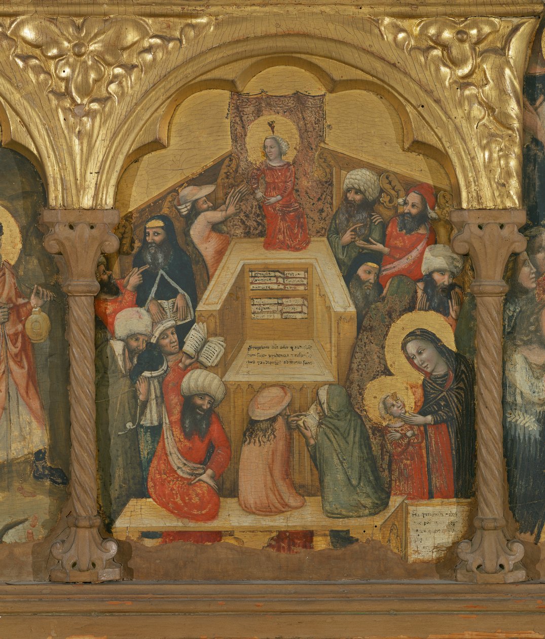 Polyptychon der Entschlafung der Jungfrau, Detail von Jesus mit den Ärzten von Pseudo Jacopino di Francesco