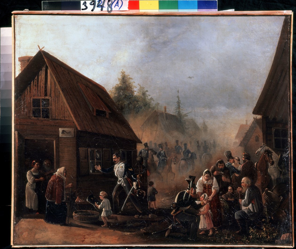 Szene aus dem Russisch-Französischen Krieg 1812. Gemälde von Pyotr Ilyich Baykov (1817-?) von Pyotr Baykov