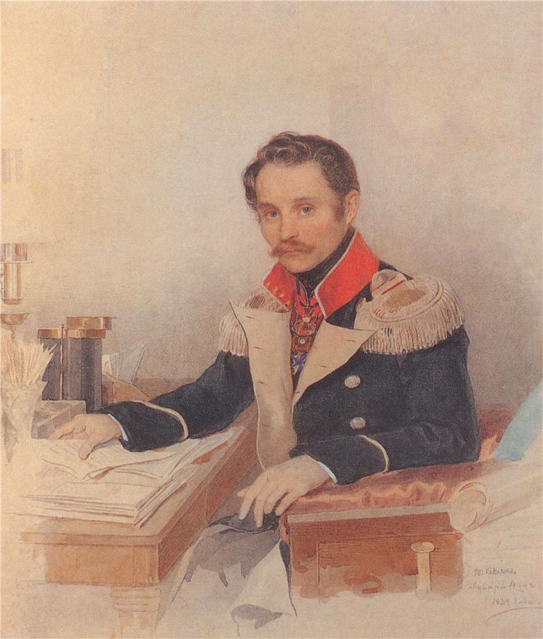 Porträt von Leonty Vasilievich Dubelt 1792-1862, Stabschef des Gendarmeriekorps, 1834 von Pyotr Fyodorovich Sokolov