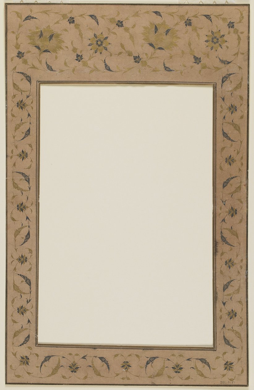 Schabloniertes Manuskript mit floralen Motiven von Qajar School