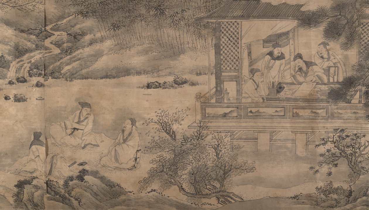 Dichterversammlung im Orchideenpavillon (datiert 1607) von Qian Gong