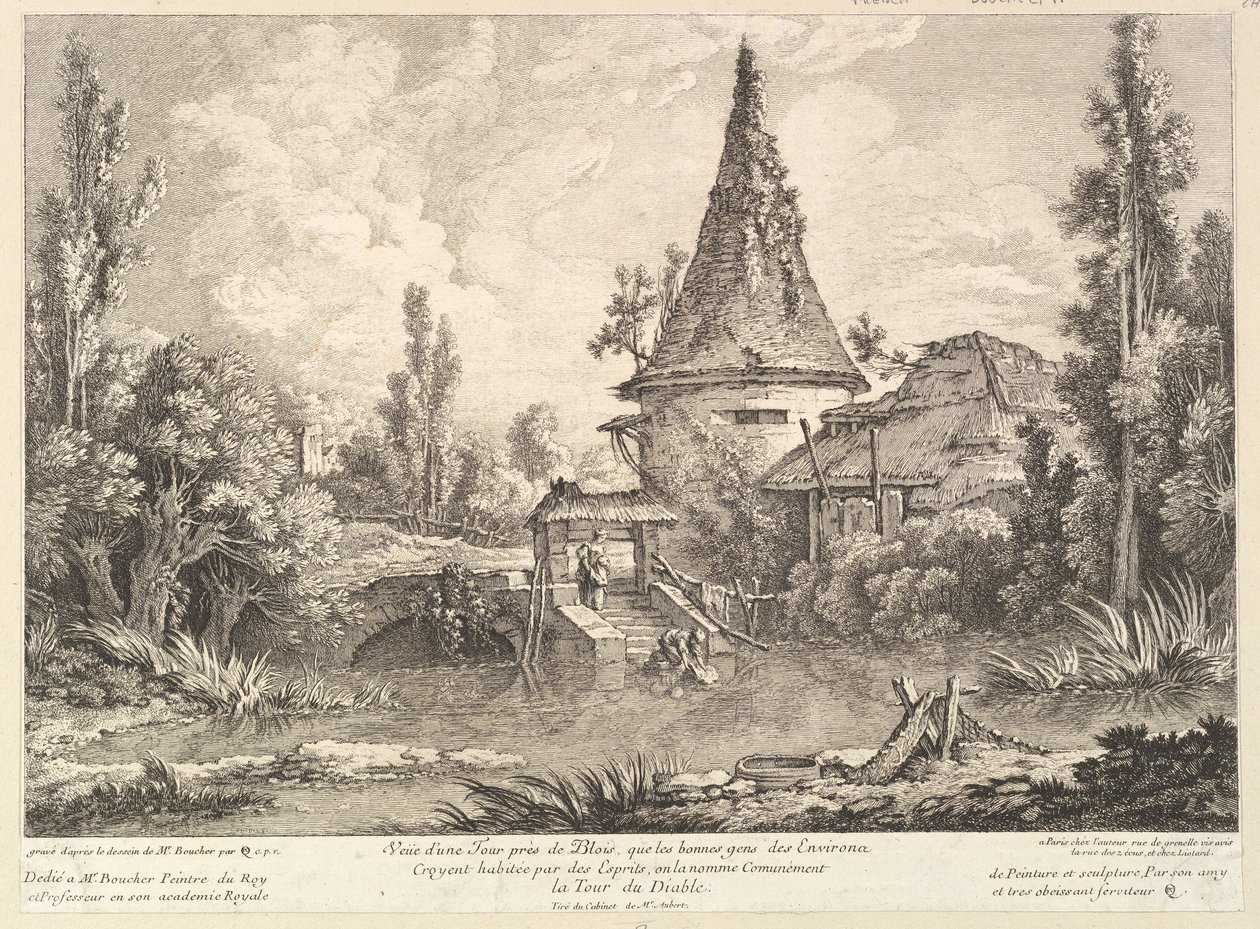 Ansicht des Turms bei Blois, Mitte des 18. Jahrhunderts von Quentin Pierre Chedel