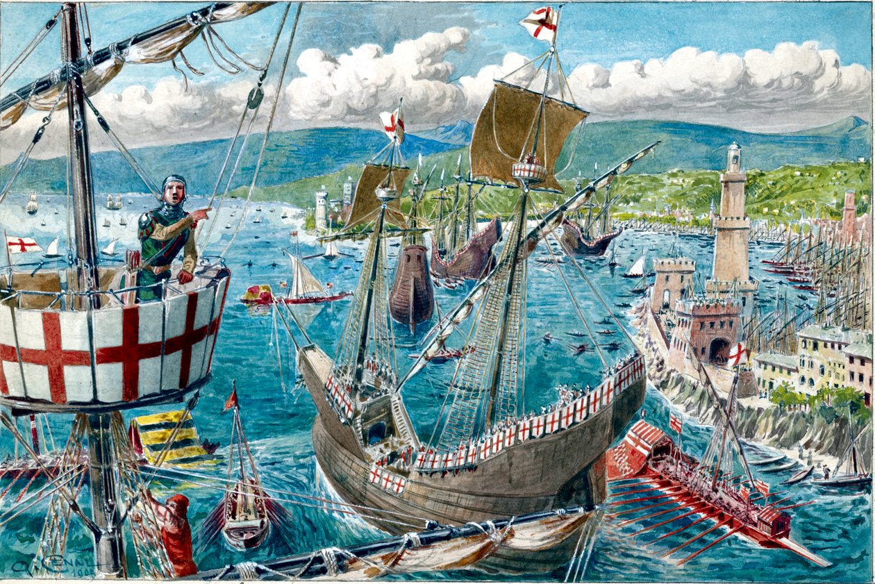 Der Hafen und die Flotte von Genua von Quinto Cenni