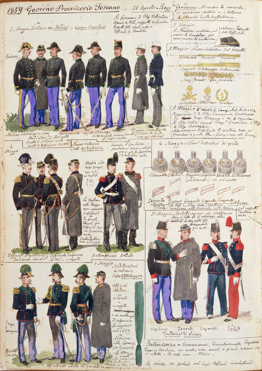 Uniformen und Abzeichen der provisorischen Regierung der Toskana von Quinto Cenni