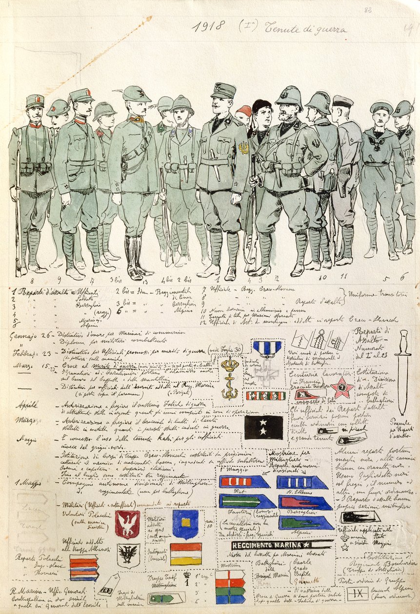 Uniformen des Königreichs Italien von Quinto Cenni, Farbtafel von Quinto Cenni