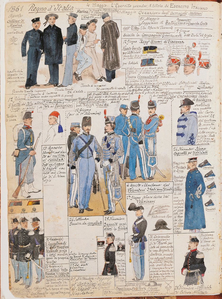 Verschiedene Uniformen des Königreichs Italien von Quinto Cenni, Farbtafel von Quinto Cenni