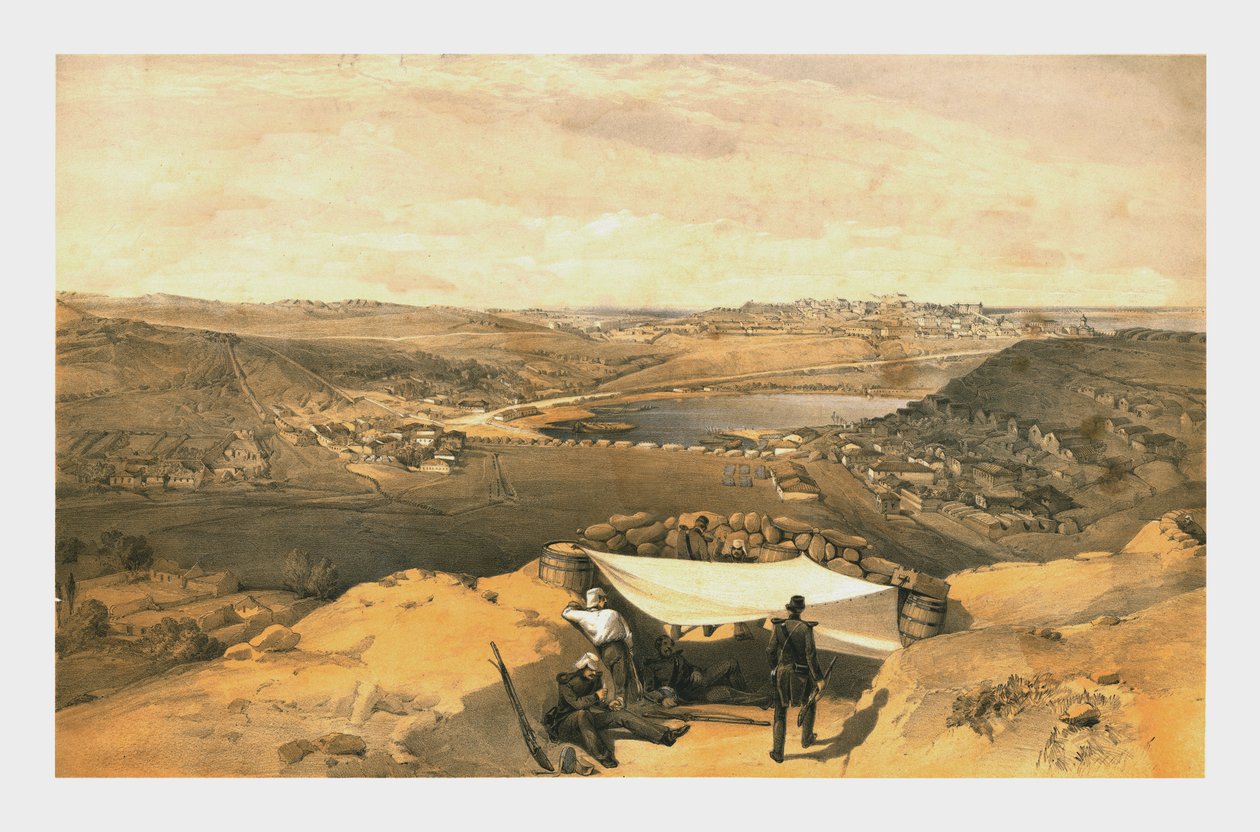 Die Stadtbatterien von Sebastopol vom fortgeschrittenen Parallelangriff von Chapman, 23. Juni 1855 von RM Bryson