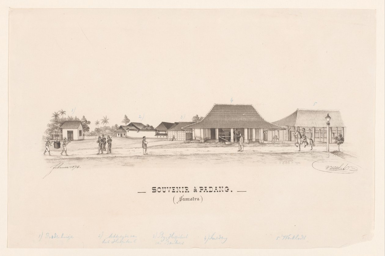 Souvenir in Padang (Sumatra) von R. Walthert (signed by artist)