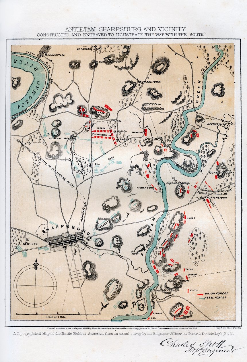 Karte von Antietam, Sharpsburg und Umgebung, Maryland, 1862 von Rae Smith
