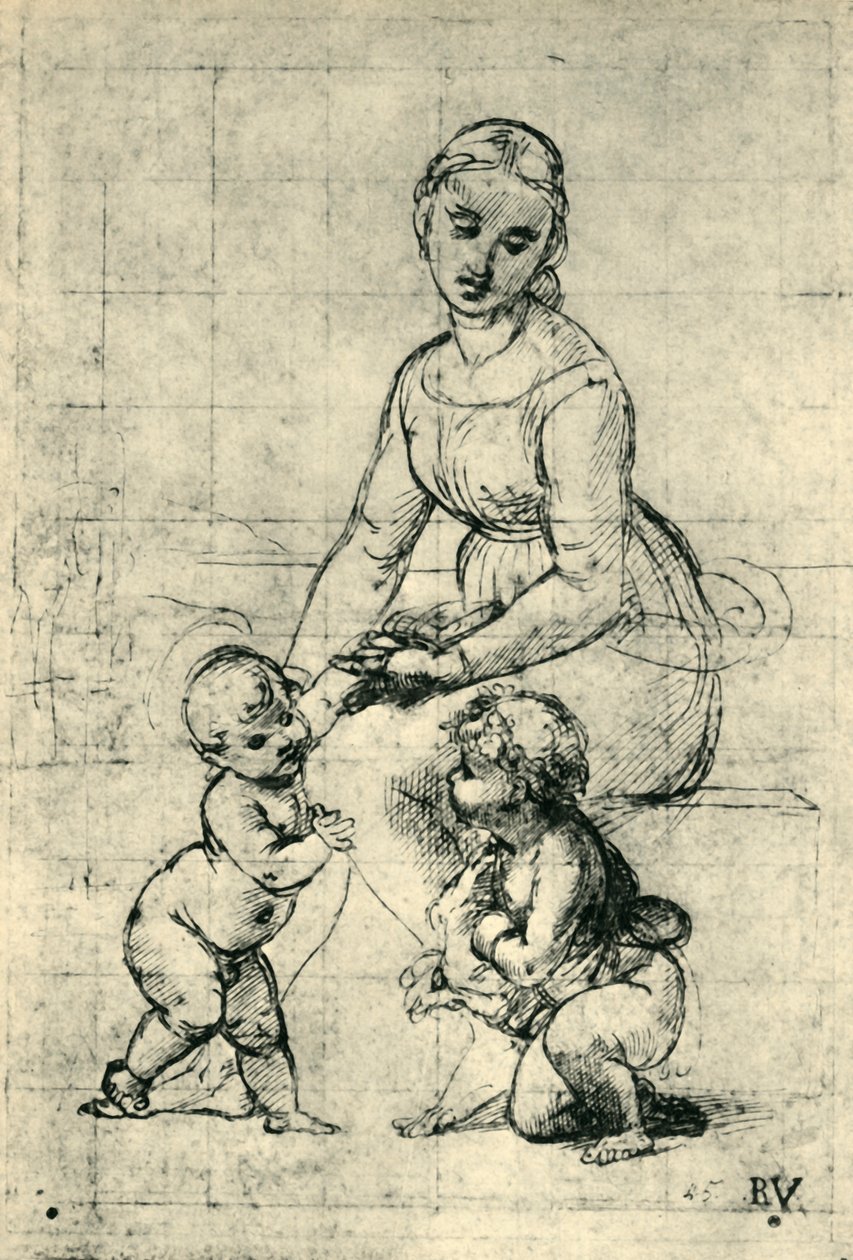 Die Madonna, das Christkind und St. Johannes, 1507, 1943 von Raffaello Sanzio Raphael