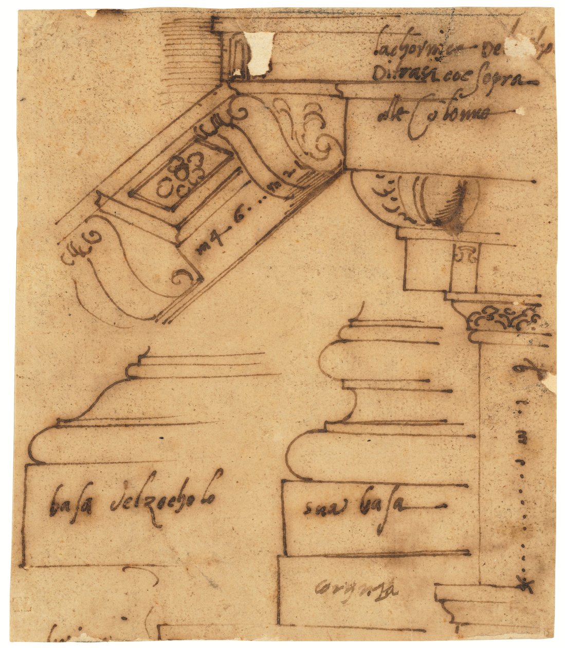 Skizzen verschiedener Elemente des Konstantinsbogens, Rom von Raffaello da Montelupo