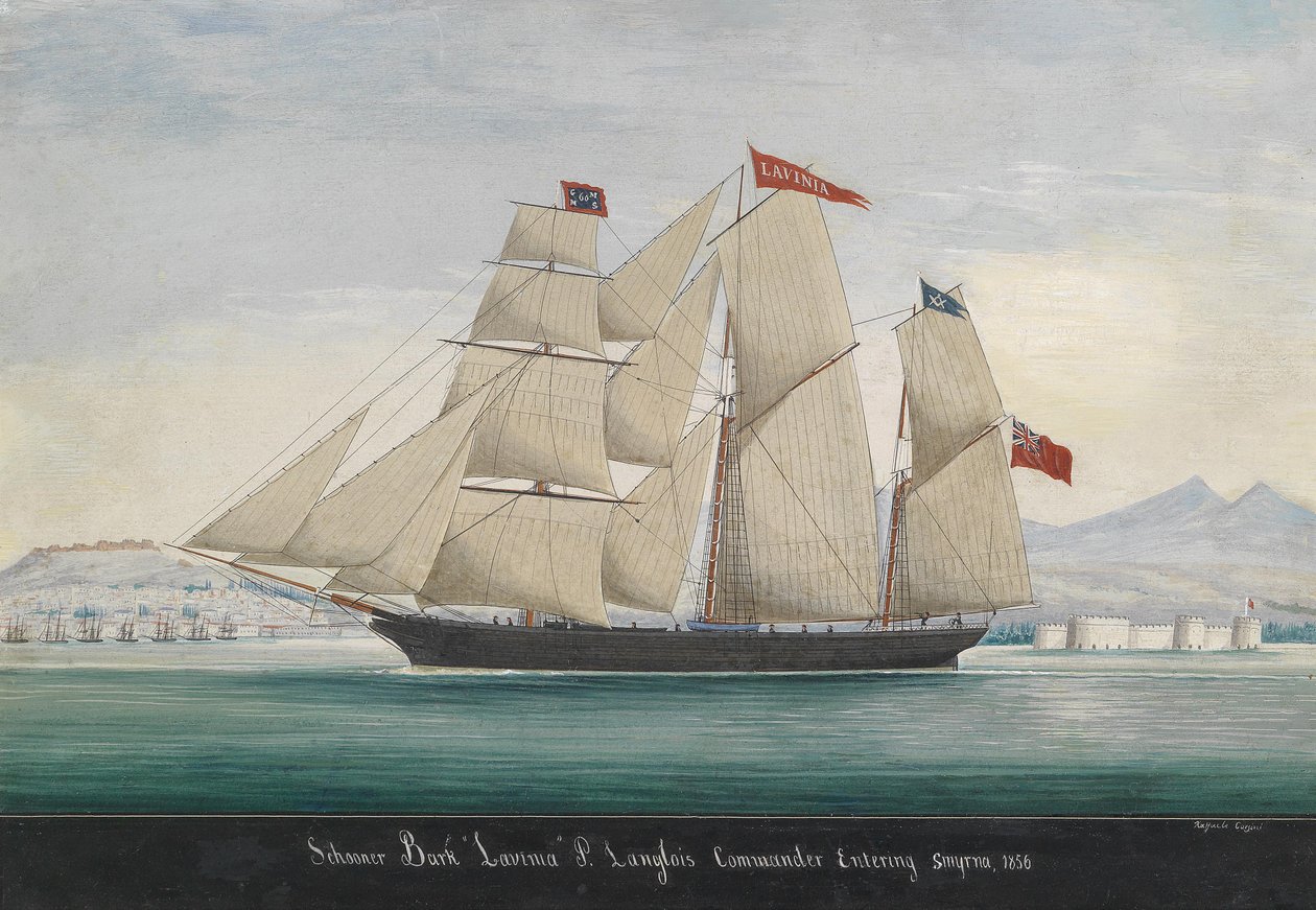 Schoner Bark Lavinia, P. Langlois Kommandant, Einfahrt nach Smyrna 1856 von Raffaelo Corsini