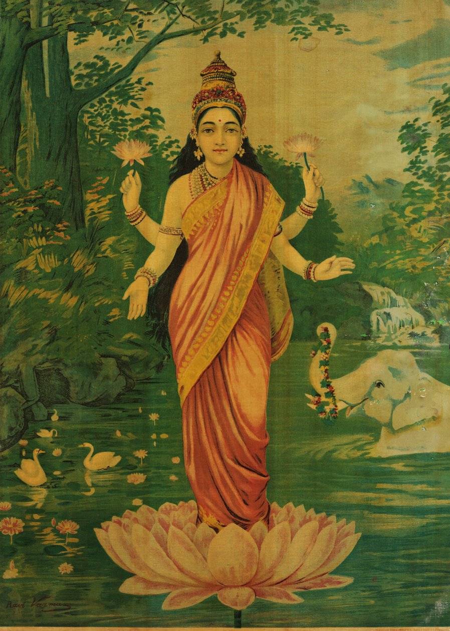 Lakshmi, von Raja Ravi Varma und Ravi Varma Press, 1930er von Raja Ravi Varma