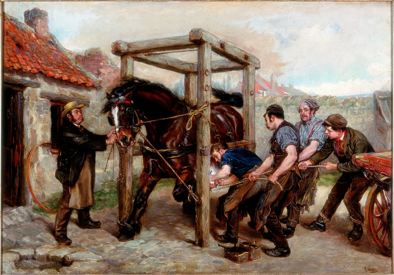 Das Beschlagen der braunen Stute, ca. 1885-90 von Ralph Hedley