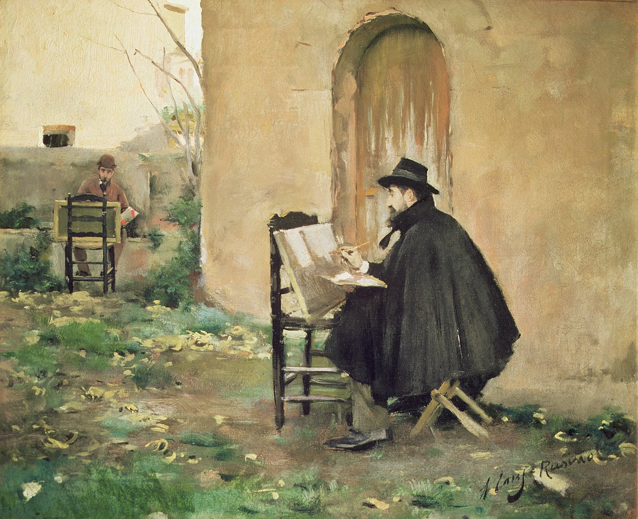 Rusinol und Casas beim Malen von Ramon and Rusinol Santiago (1861 1932) Casas