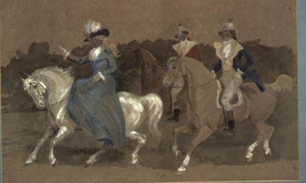 Reite ein Steckenpferd nach Banbury Cross und ein Bauer ritt auf seiner grauen Stute von Randolph Caldecott