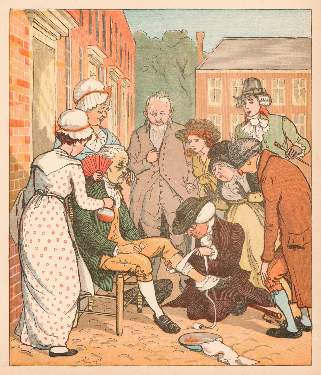 Nachbarn verbinden den Biss des guten Mannes von Islington, um 1879 von Randolph Caldecott