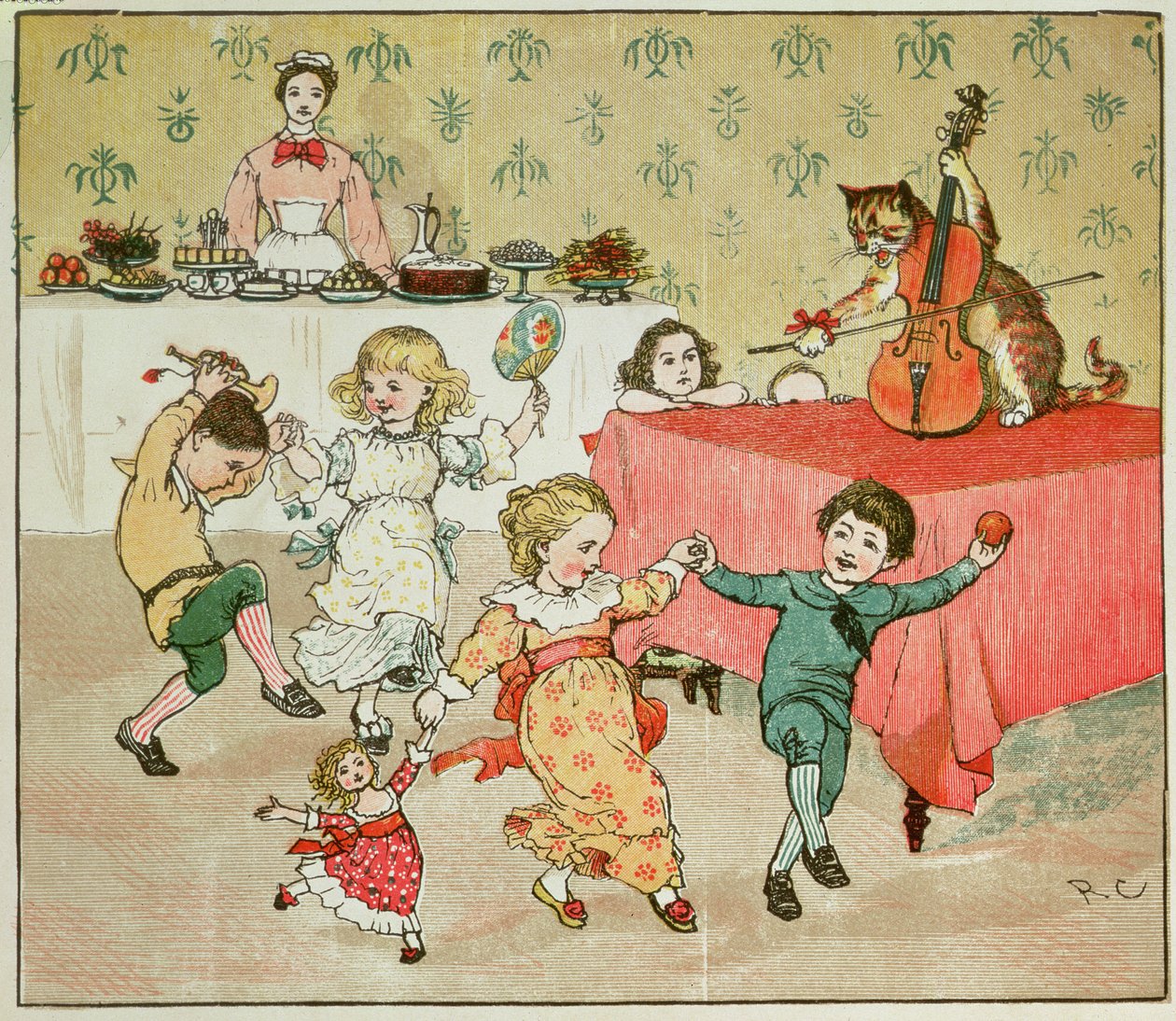 Die Katze und die Geige und die Kinderparty, Illustration aus Hey ...