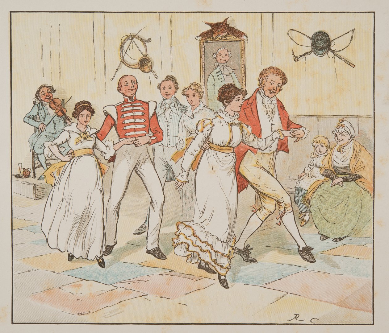 Der Soldat und seine Braut, aus The Hey Diddle Diddle Picture Book, veröffentlicht 1882 von Randolph Caldecott