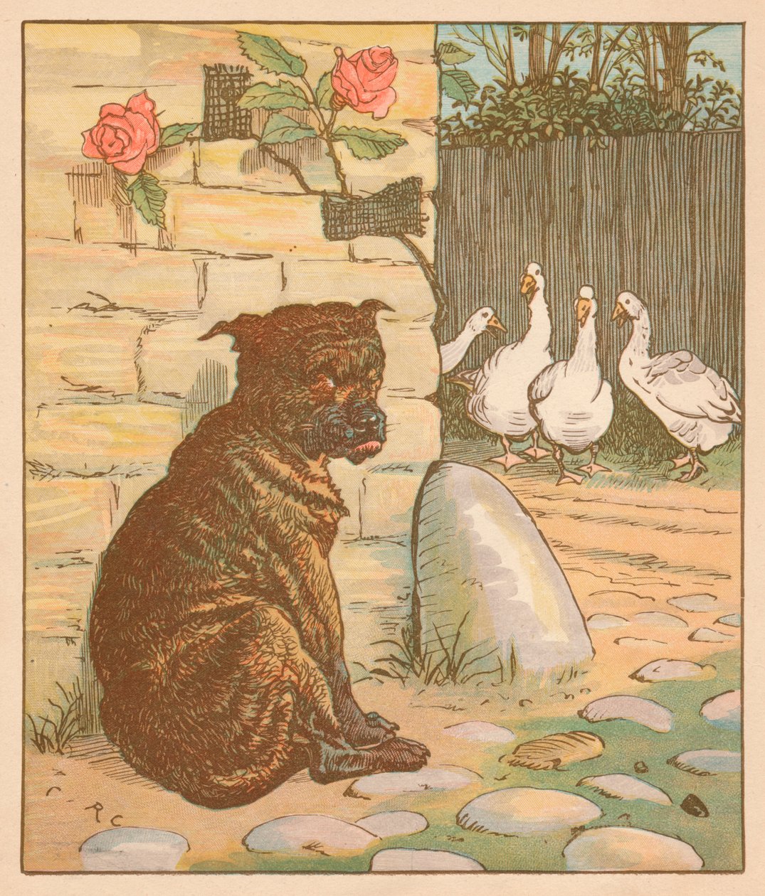 Der Hund, der die Katze ärgerte..., ca. 1878 von Randolph Caldecott
