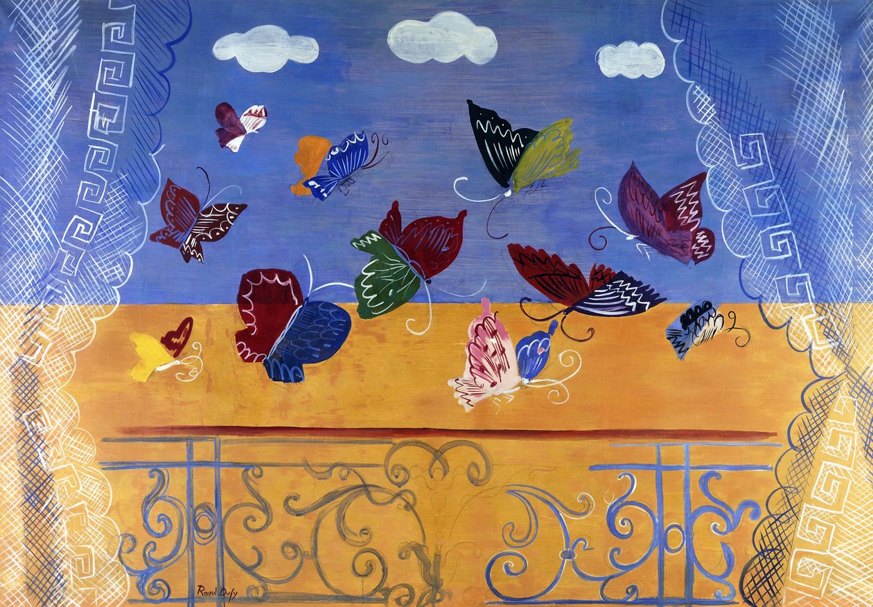 Offenes Fenster mit Schmetterlingen von Raoul Dufy