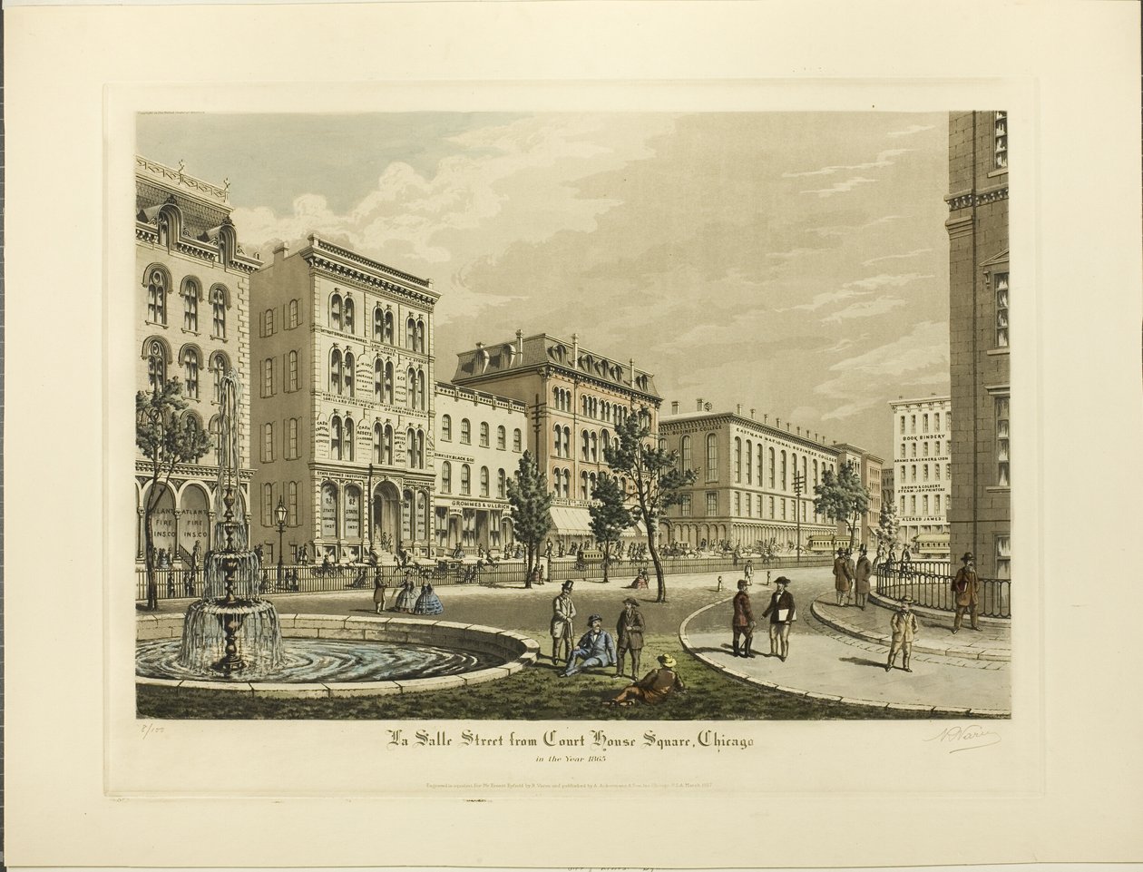 La Salle Street vom Court House Square, Chicago, im Jahr 1865 von Raoul Varin