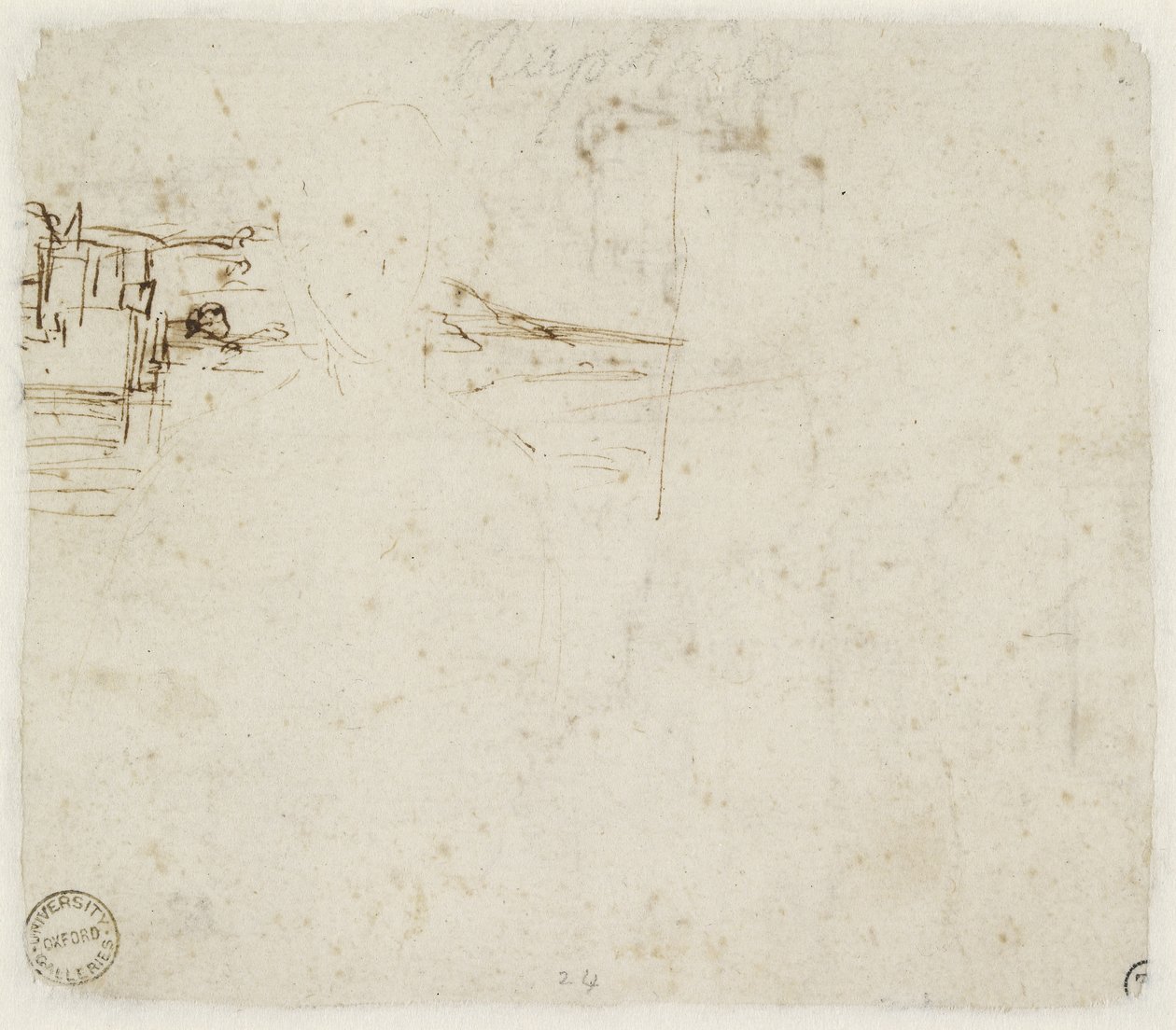 Verso: Landschaftsskizze mit einer kurzen Studie des Kopfes der Jungfrau Maria nach links gedreht, WA1846.152b von Raffaello Sanzio Raphael