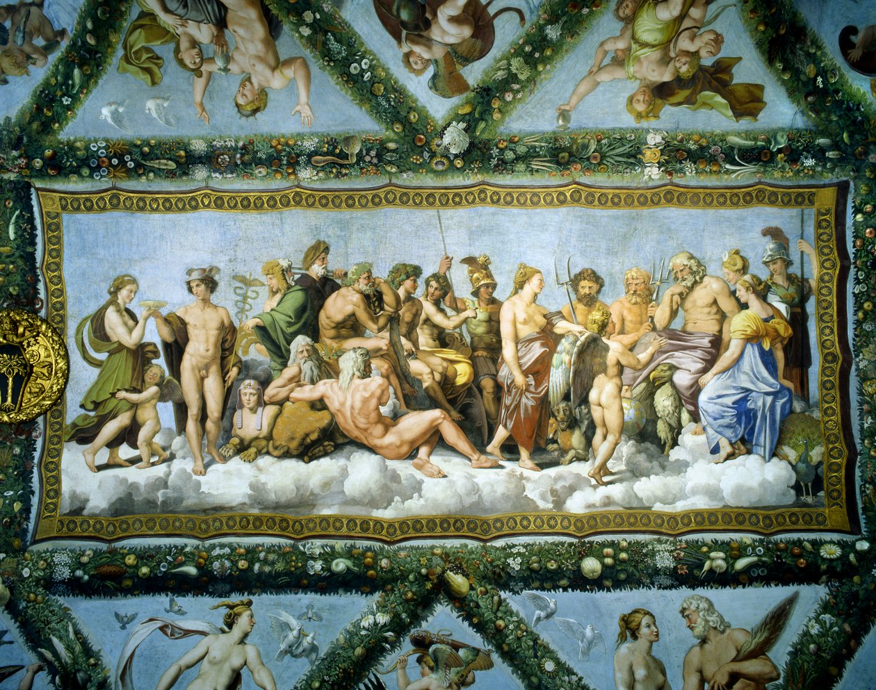 Der Rat der Götter, Detail aus der Loggia von Amor und Psyche, 1518 von School of Raphael