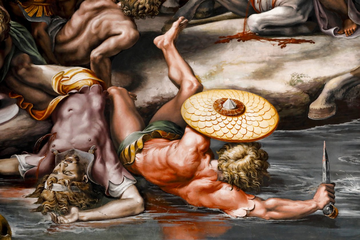 Schlacht an der Milvischen Brücke (Detail) von Raphael