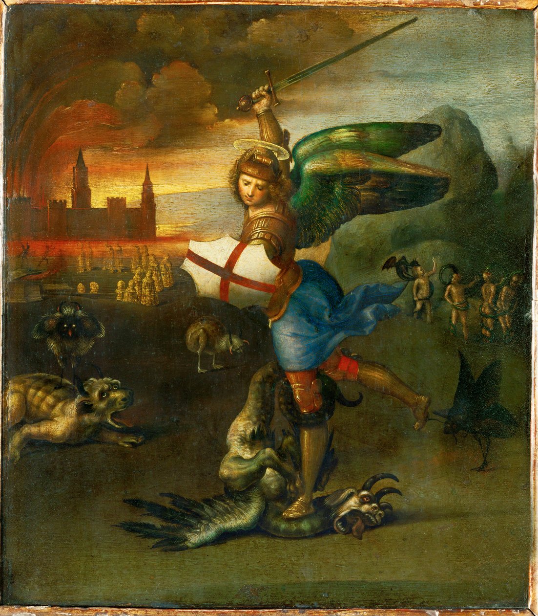 Heiliger Michael. Gemalt für Guidobaldo Montefeltre, Herzog von Urbino von Raphael (1483-1520)