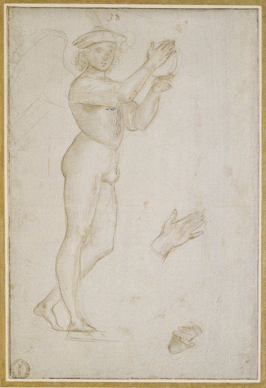 Studie eines jungen Mannes, der Musik macht von Raphael